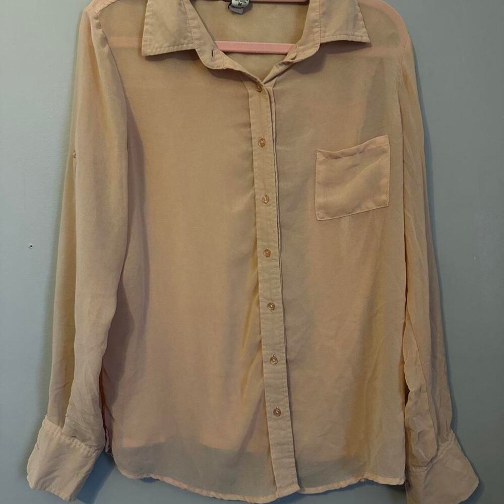 American Rag cie peachy cream button up interview work wear night out